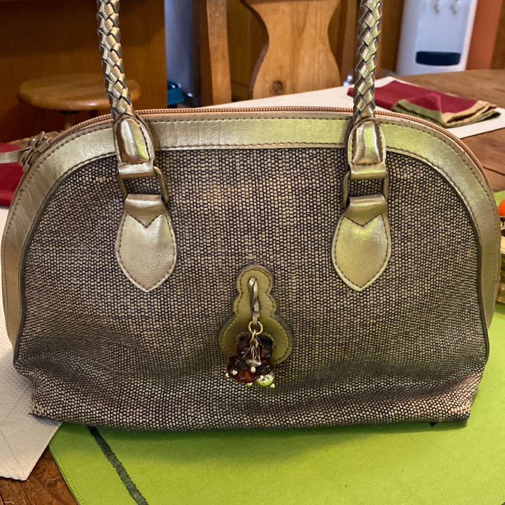 Cute fabric and leather bag